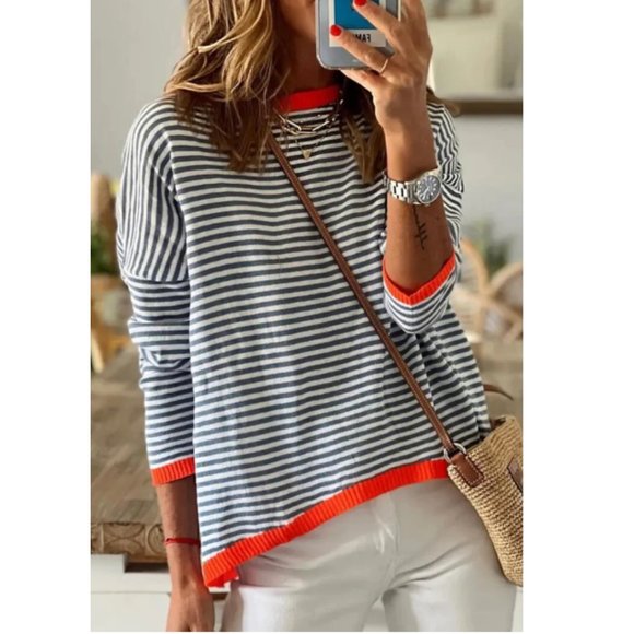 Exclusive striped sweatshirt top szM - Picture 2 of 14